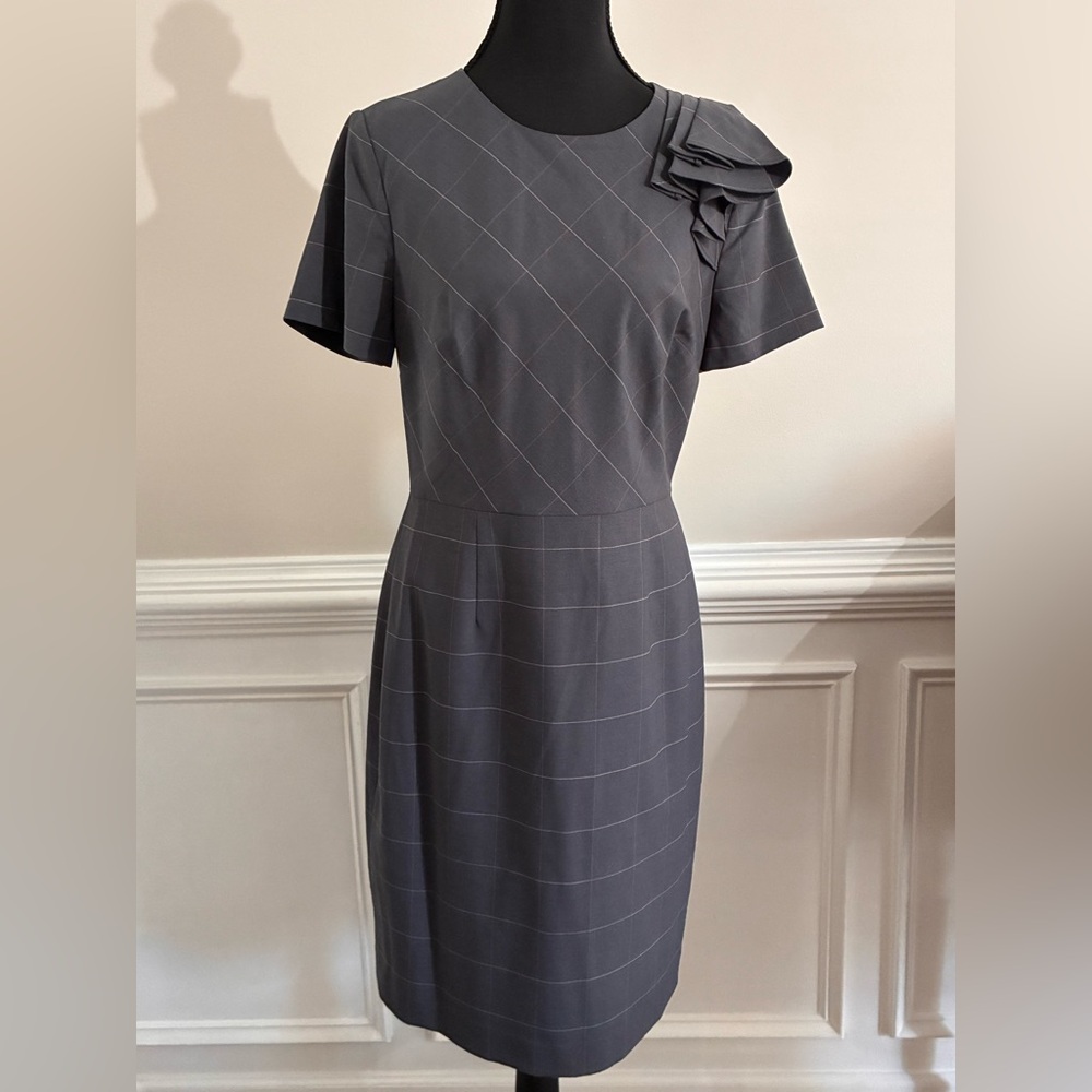 Banana Republic Ruffled Shoulder Charcoal Dress